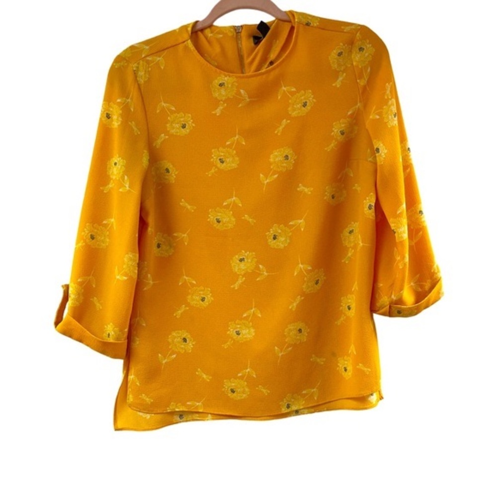 Primark yellow floral 3/4 sleeve top 4